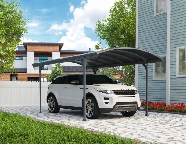 Palram Canopia 10' x 17' Vitoria Aluminium  Curved Carport  5000 - Grey - Image 4