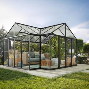 Palram 13' x 15' Triomphe Greenhouse Chalet - Black (Clear Glazing)
