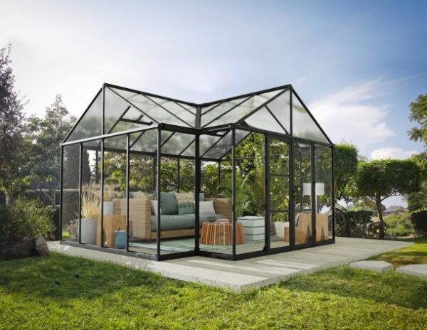 Palram 13' x 15' Triomphe Greenhouse Chalet - Black (Clear Glazing)