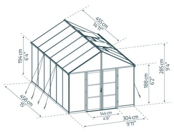Palram 10x15 Aria Greenhouse - Black (Clear Glazing) - Image 5