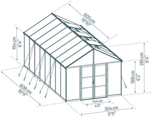 Palram 10x20 Aria Greenhouse - Black (Clear Glazing) - Image 5