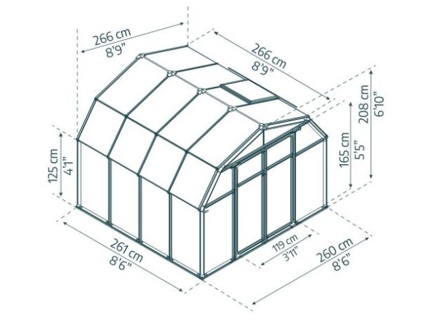 Palram 8x8 Hobby Gardener Greenhouse Green - (Twin Wall Gazing) - Image 9
