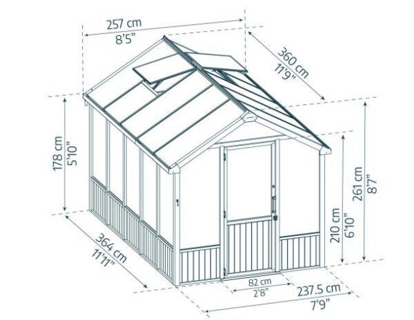Palram 8x12 Canopia Natura Cedar Wooden Greenhouse - Image 8