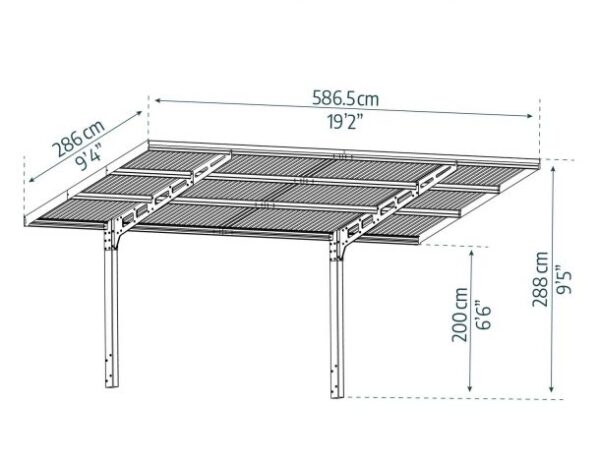 Palram Canopia 10' x 20' Cantilever Aluminium  Carport - Black - Image 3