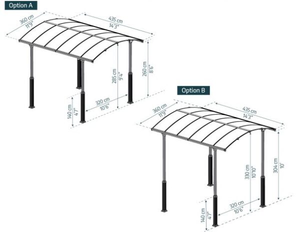 Palram - Canopia 12' x 14' Aluminium Carport 4300- Alpine Grey - Image 4