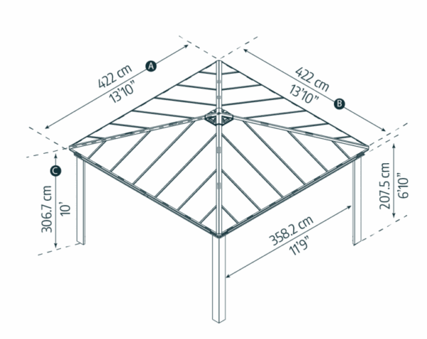 Palram - Canopia 14' x 14' Colorado Aluminium Double Carport - Grey - Image 4