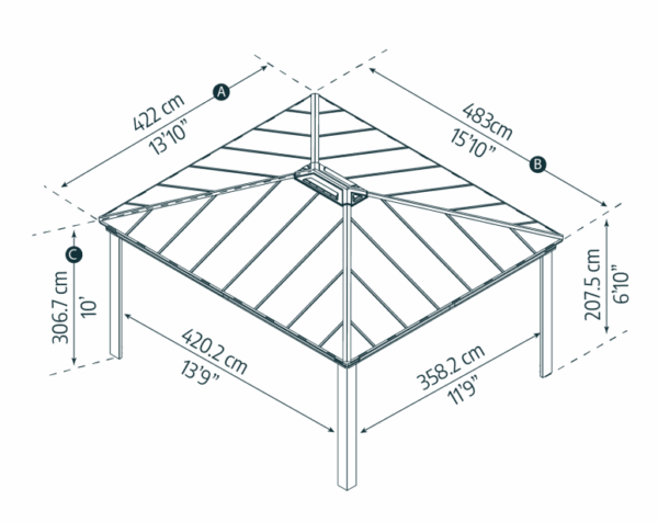 Palram - Canopia 14' x 16' Colorado Aluminium Double Carport - Grey - Image 4