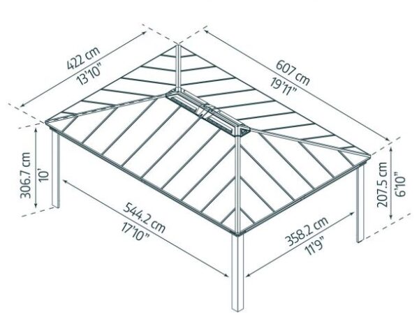 Palram - Canopia 14' x 20' Colorado Aluminium Double Carport - Grey - Image 7