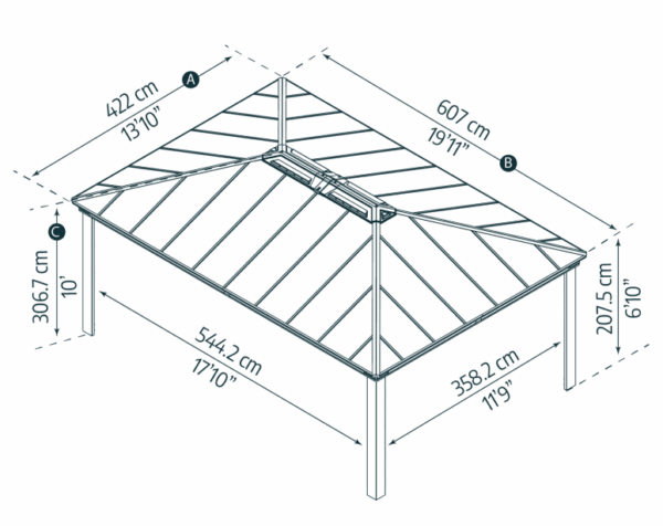 Palram - Canopia 14' x 20' Colorado Aluminium Double Carport - Grey - Image 6