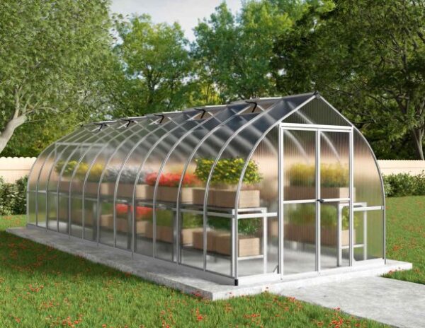 Palram 8x24 Bella Greenhouse - Silver (Twin Wall Glazing)