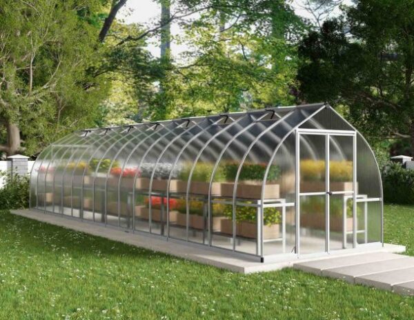 Palram 8x32 Bella Greenhouse - Silver (Twin Wall Glazing)
