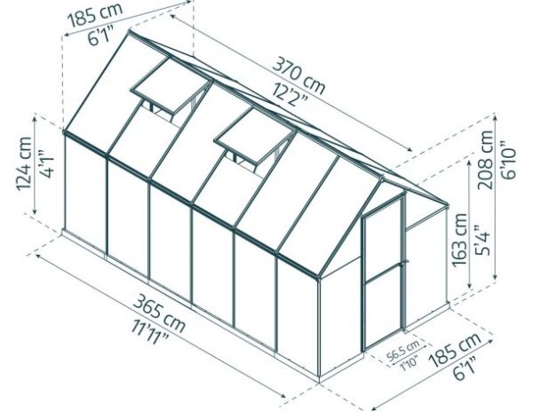 Palram 6x12 Mythos Greenhouse - Silver (Twin Wall Glazing) - Image 2