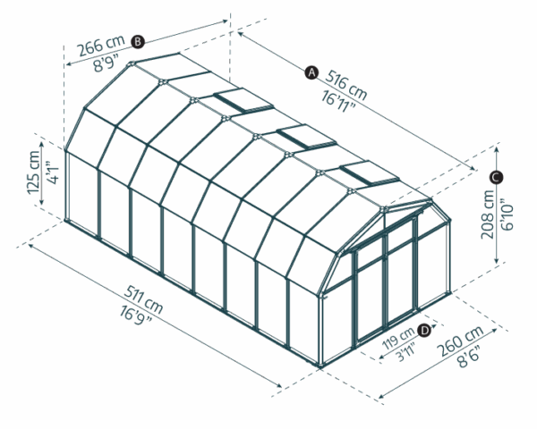 Palram 8x16 Hobby Gardener Greenhouse Green - (Twin Wall Gazing) - Image 6