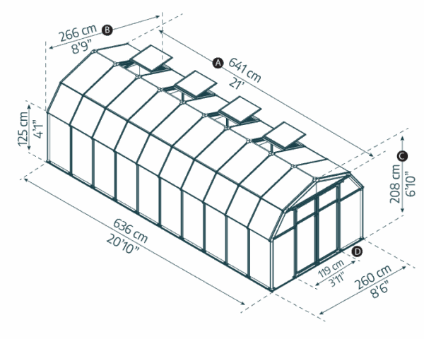Palram 8x20 Hobby Gardener Greenhouse Green - (Twin Wall Gazing) - Image 6