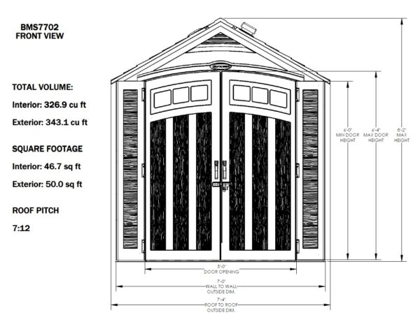 Suncast 7’x7′ Vista Plastic Resin Storage Shed - Image 7