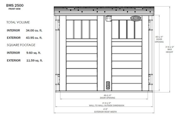 Suncast 4.5'x2.5' Stow-Away Small Horizontal Plastic Shed - Stone Grey - Image 4