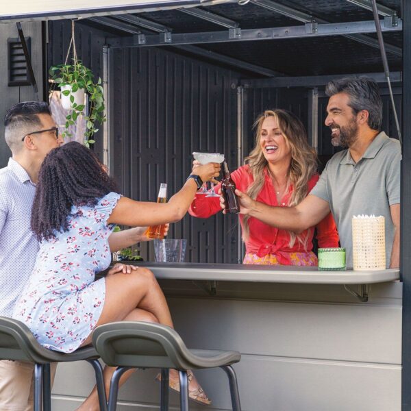 Suncast 8'x7' Cabana Plastic Entertainment Shed- Cool Grey with Installation - Image 7