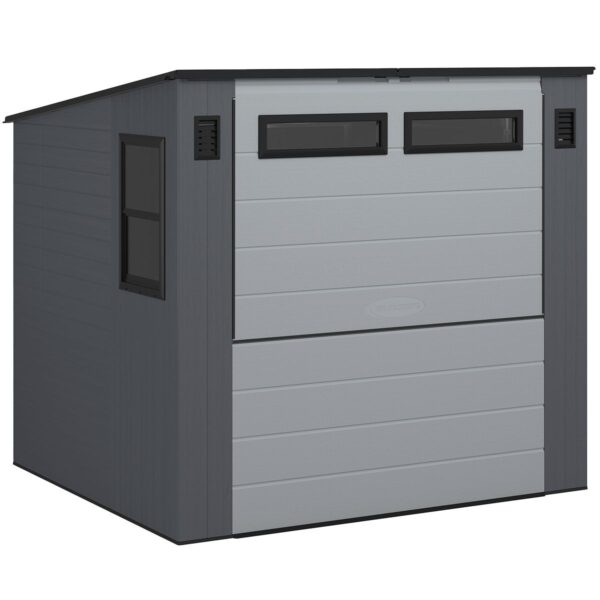 Suncast 8'x7' Cabana Plastic Entertainment Shed- Cool Grey with Installation - Image 10