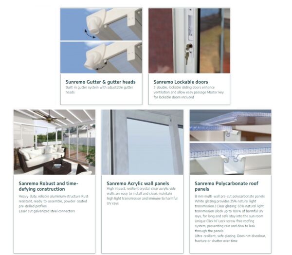 Palram 14x10 Sanremo Lean to Conservatory  - White - Image 2