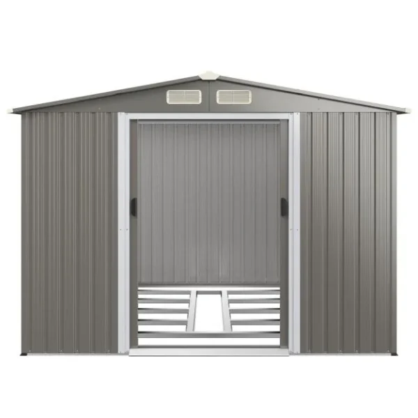 Pro-Tect 8x6 Apex Metal Shed with Foundation Grid  - Light Grey - Image 10