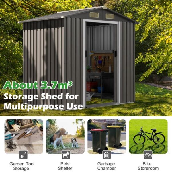 Pro-Tect 6x4 Apex Metal Shed  - Dark Grey - Image 10