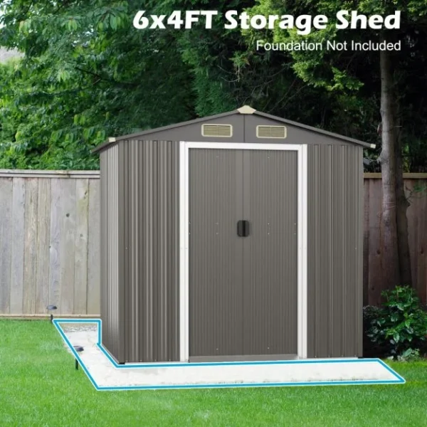 Pro-Tect 6x4 Apex Metal Shed  - Dark Grey - Image 3