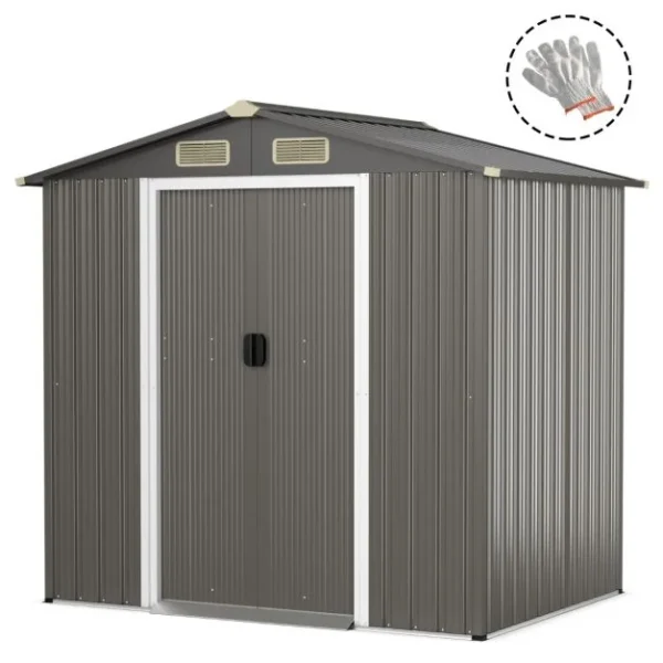Pro-Tect 6x4 Apex Metal Shed  - Dark Grey - Image 5