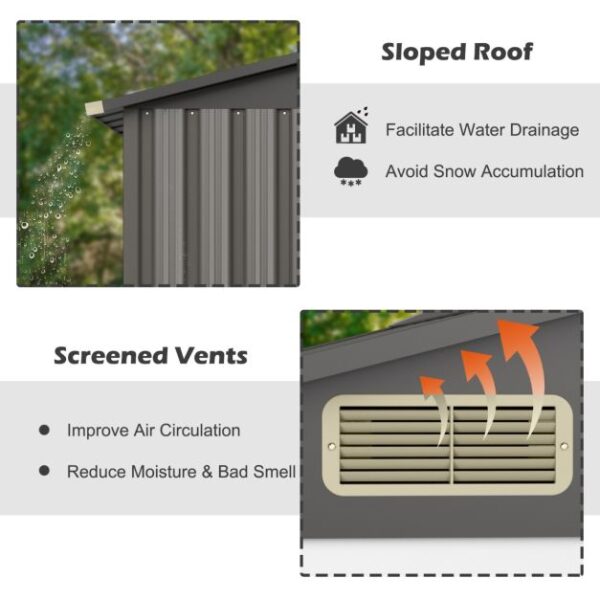 Pro-Tect 6x4 Apex Metal Shed  - Dark Grey - Image 8