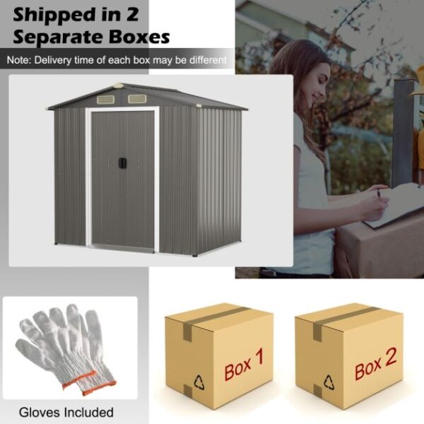 Pro-Tect 6x4 Apex Metal Shed  - Dark Grey - Image 9
