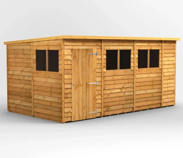 Power 14'x8' Overlap Timber Pent Shed (window or windowless) (single or double door)