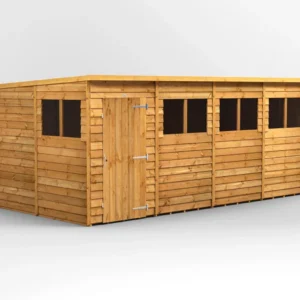 Power 16'x8' Overlap Timber Pent Shed (window or windowless) (single or double door)