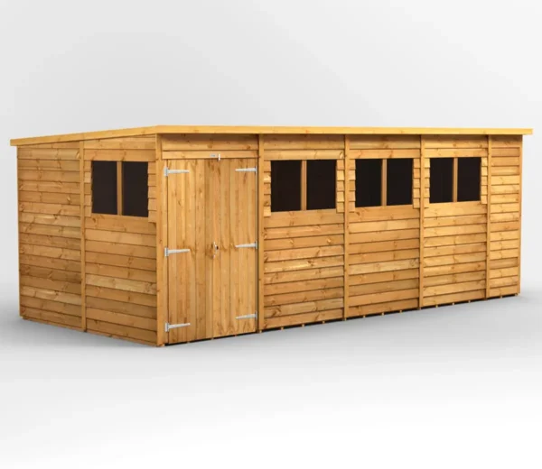 Power 18'x8' Overlap Timber Pent Shed (window or windowless) (single or double door)