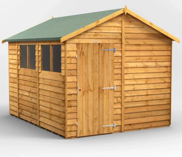 Power 10'x8' Overlap Timber Apex Shed (window or windowless) (single or double door)