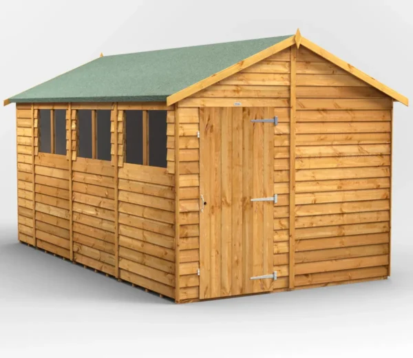 Power 14'x8' Overlap Timber Apex Shed (window or windowless) (single or double door)