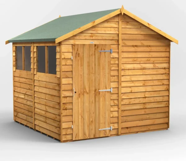 Power 8'x8' Overlap Timber Apex Shed (window or windowless) (single or double door)
