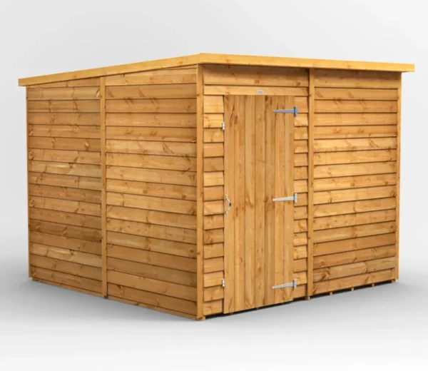 Power 8'x8' Overlap Timber Pent Shed (window or windowless) (single or double door) - Image 9