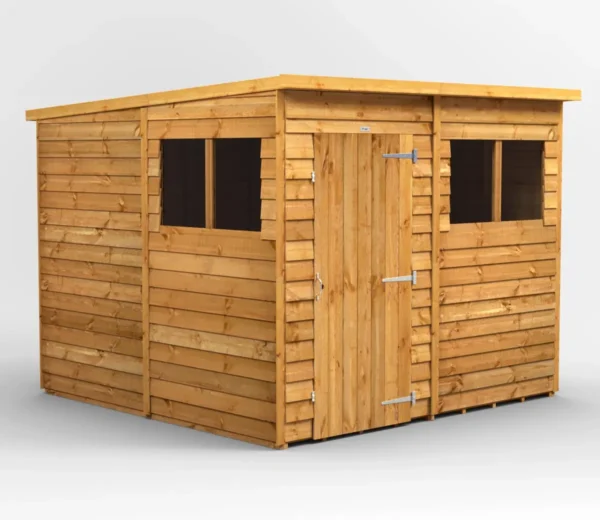 Power 8'x8' Overlap Timber Pent Shed (window or windowless) (single or double door)