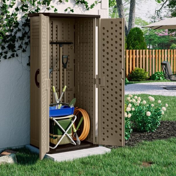 Suncast 2.5'x2' Aston Plastic Storage Cabinet - Sand Brown - Image 2