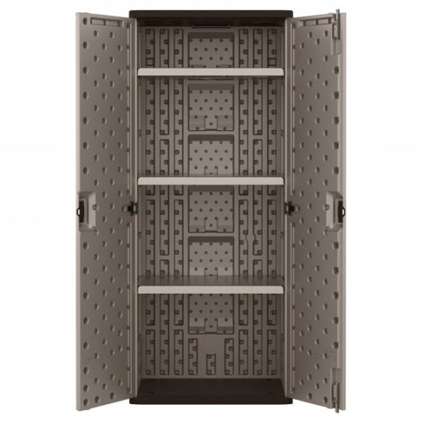 Suncast 2.5'x1.5' Haven Tall Plastic Storage Cabinet - Platinum Metallic - Image 7