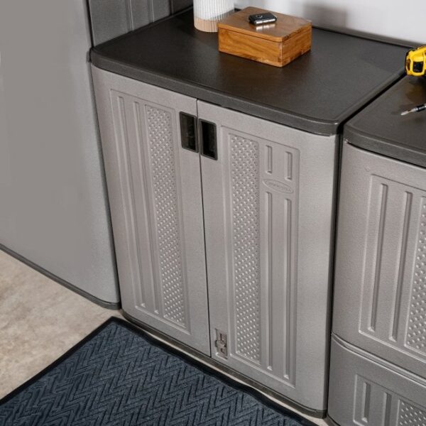 Suncast 2.5'x1.5' Haven Low Level Base Storage Cabinet - Platinum Metallic - Image 4