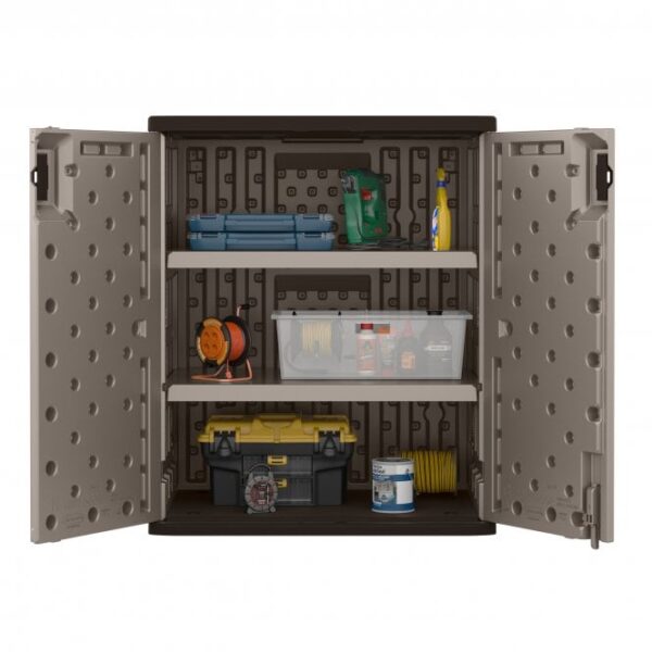 Suncast 2.5'x1.5' Haven Low Level Base Storage Cabinet - Platinum Metallic - Image 7