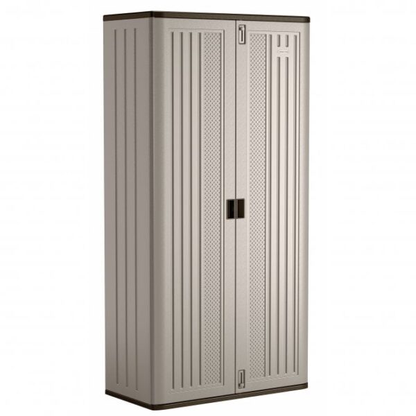 Suncast 3'x1.5' Haven Mega Tall Plastic Storage Cabinet - Platinum Metallic - Image 8