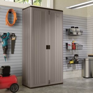 Suncast 3'x1.5' Haven Mega Tall Plastic Storage Cabinet - Platinum Metallic