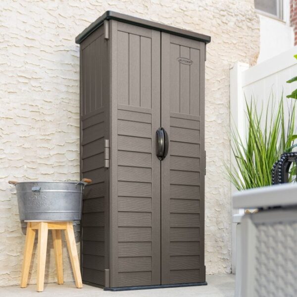 Suncast 2.5'x2' Mannington Plastic Storage Cabinet - Stone Grey - Image 8