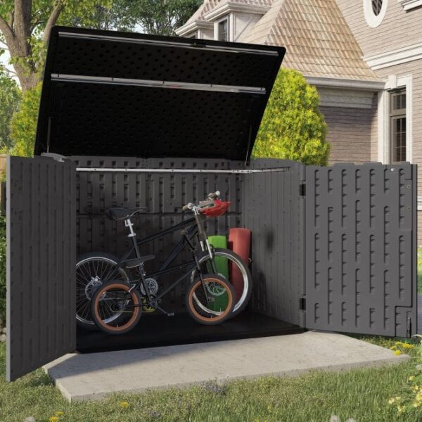 Suncast 6'x3.5' Moda Stow-Away Horizontal Plastic Shed -  Peppercorn Grey - Image 6