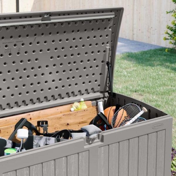 Suncast Montana 757 Litre Plastic Storage Box - Stone Grey - Image 4