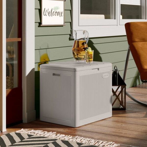 Suncast New York 83 Litre Storage Cube Box - Light French Grey - Image 2
