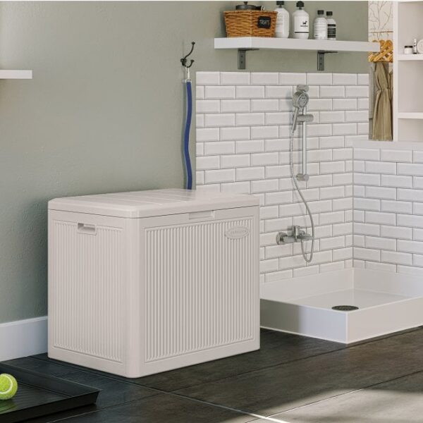 Suncast New York 83 Litre Storage Cube Box - Light French Grey - Image 7