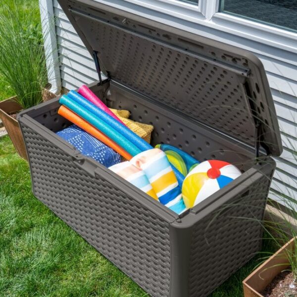 Suncast Oregon 507 Litre Plastic Storage Box - Stone Grey - Image 3