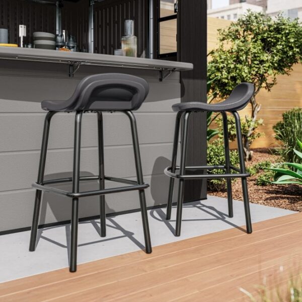 Suncast Outdoor Bar Stool Set Cool Grey/Black - Pack of 2